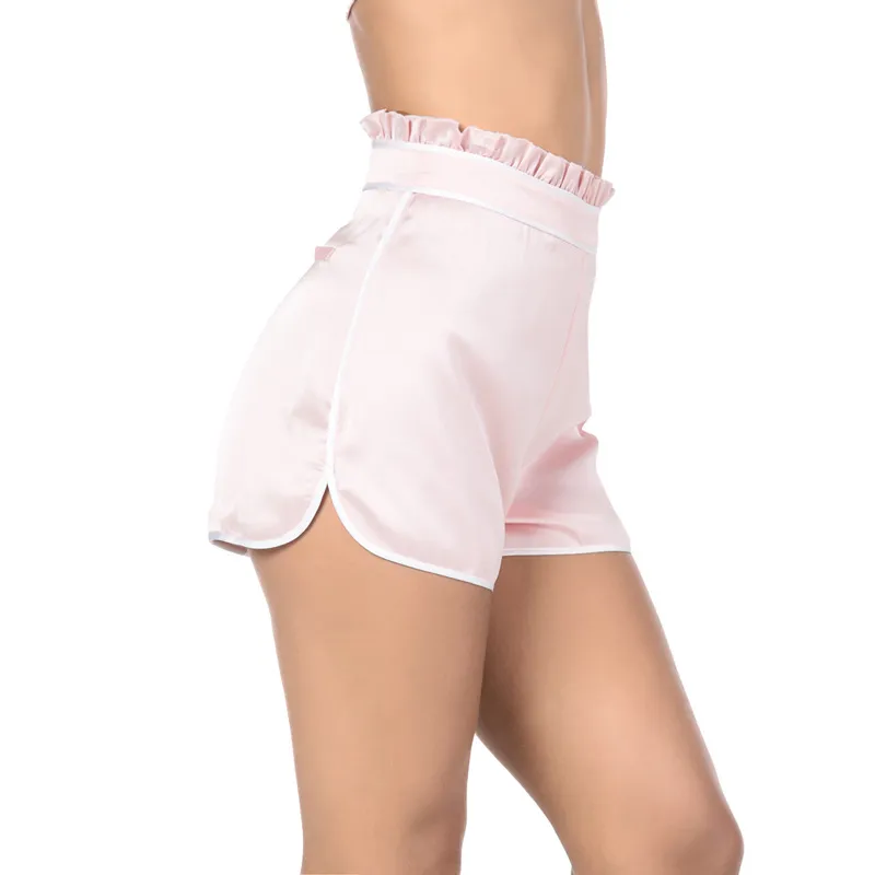 Satin High Ruffled Waist Shorts - Pink