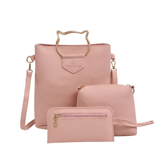 New handbag fashionears three piece tote bag all match single shoulder bag large handbag Pink - Shop at LoveMi