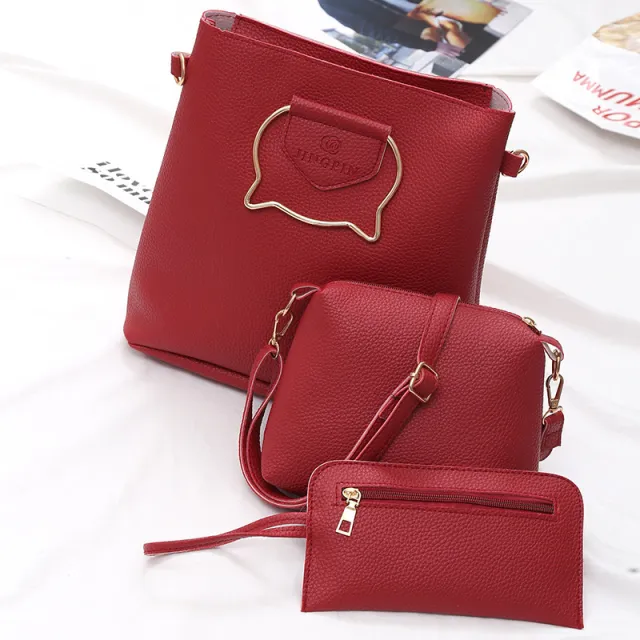 New handbag fashionears three piece tote bag all match single shoulder bag large handbag Red - Shop at LoveMi