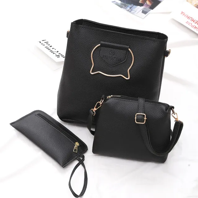 New handbag fashionears three piece tote bag all match single shoulder bag large handbag Black - Shop at LoveMi