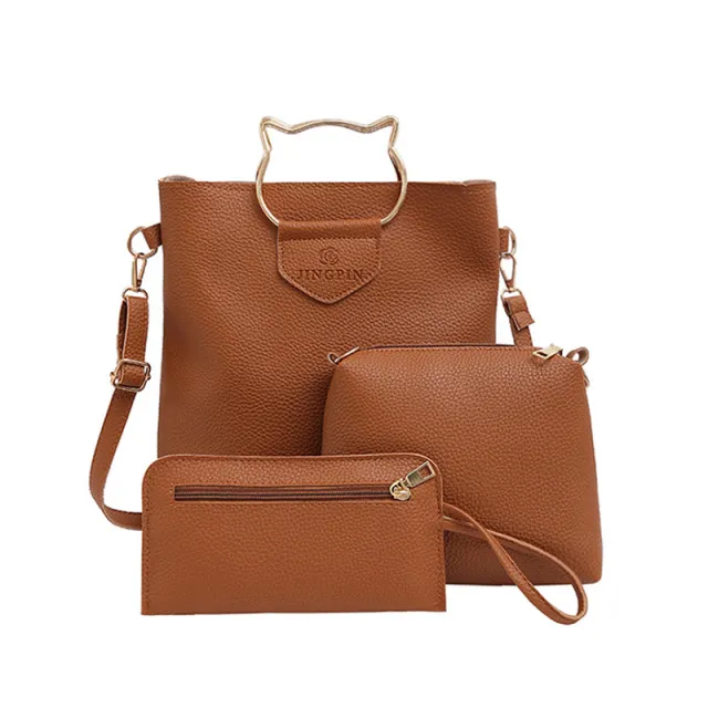 New handbag fashionears three piece tote bag all match single shoulder bag large handbag Brown - Shop at LoveMi
