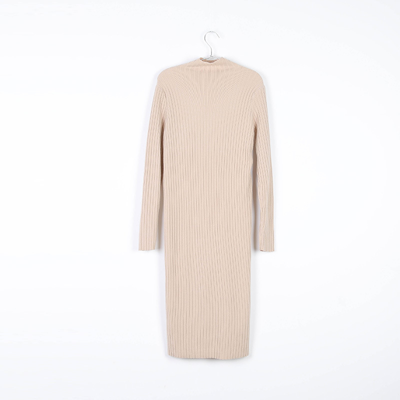 Knitted solid color pullover dress