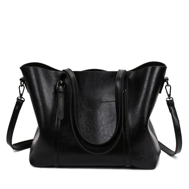 Promotion of 17 new fashion handbags bag retro all match single shoulder bag simple oil wax portable Tote Bag Black - Shop at LoveMi