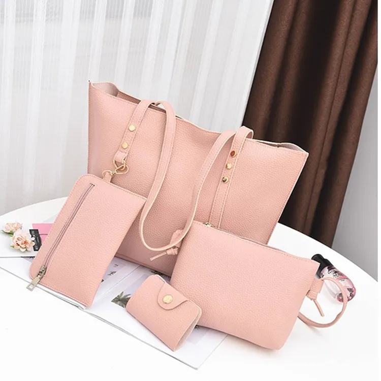Foreign trade bag four set new winter bangalor Korean Fashion Handbag Purse - Pink