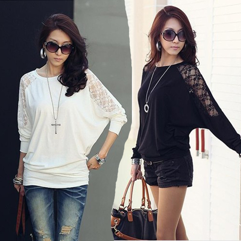 Bat sleeve stitching long sleeve T-shirt