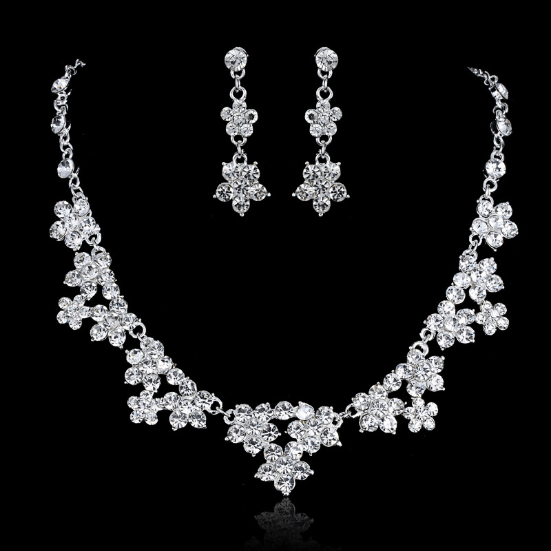 Bridal accessories , bridal three sets necklace, European and American wedding accessories, wedding jewelry set Earrings - Shop at LoveMi