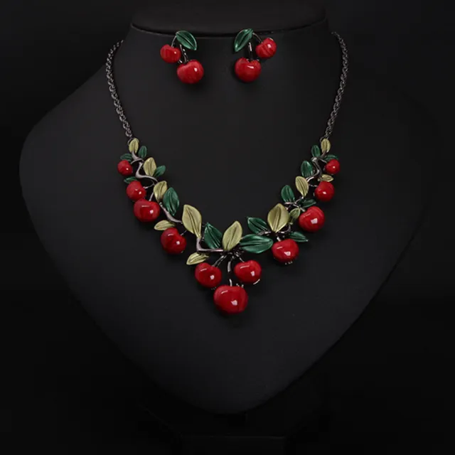 Europe and the United States big jewelry, cherry necklace, earrings set, women fashion evening dress, bride temperament accessories DD - Shop at LoveMi