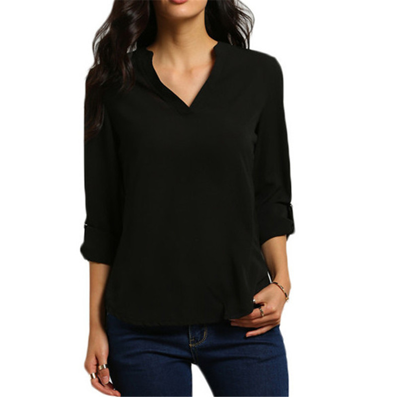 eBay Europe and the explosion of great code female V collar long sleeved chiffon shirt sleeve loose fold 7 color code 8