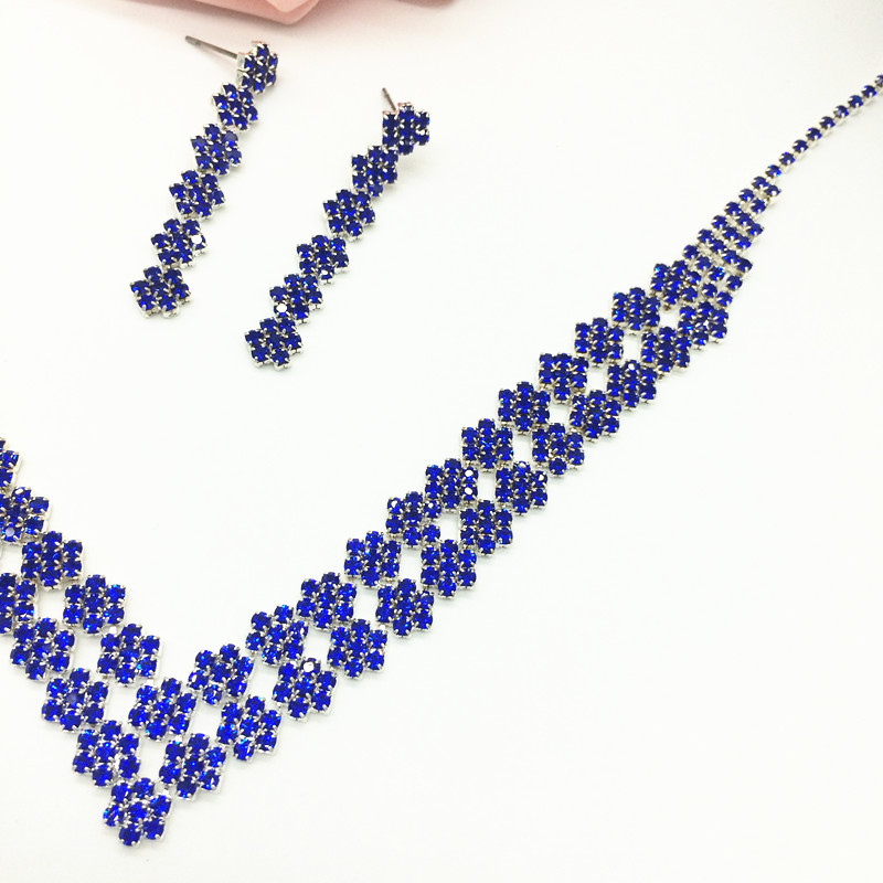 The bride necklace of exquisite luxury double Diamond Pendant Earring Set Korean wedding dress accessories female Necklace — foto 2