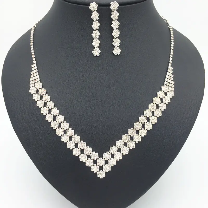 The Bride Necklace of Exquisite Luxury Double Diamond Pendant