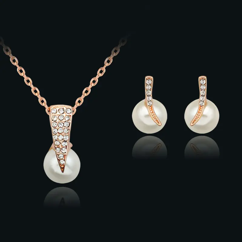 Rhinestone Pearl Necklace Set European And American