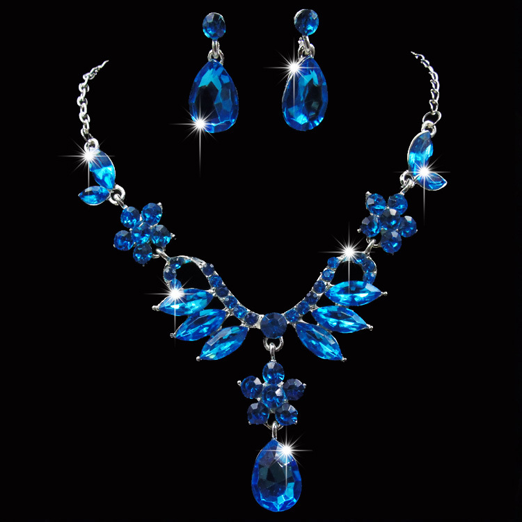 Europe and the United States trade explosion bride alloy diamond necklace earrings set Drop Bridal Jewelry Accessories zircon jewelry — foto 5