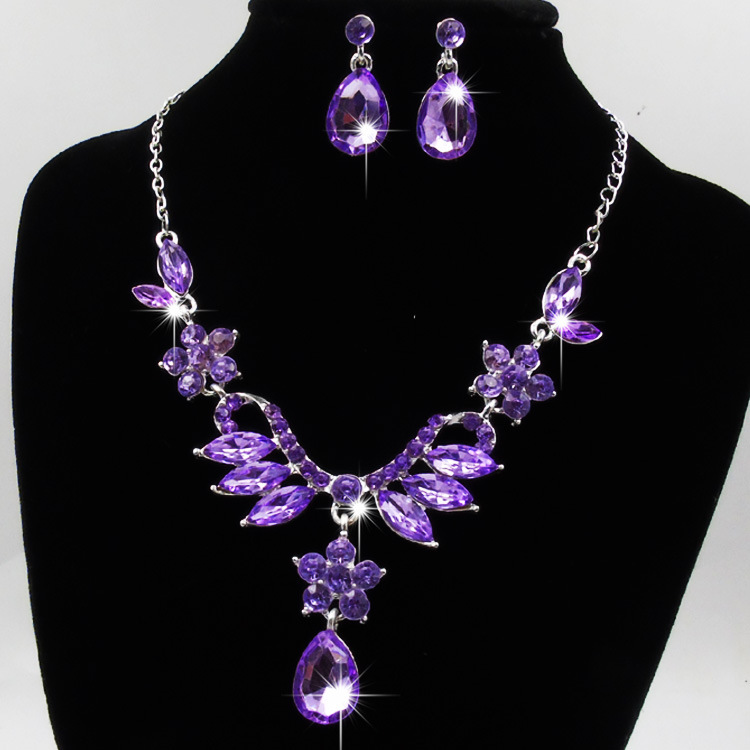 Europe and the United States trade explosion bride alloy diamond necklace earrings set Drop Bridal Jewelry Accessories zircon jewelry — foto 2