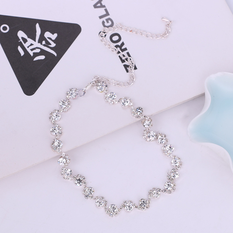 Simple diamond earrings necklace set bride Korean party dress wedding jewelry accessories — foto 2