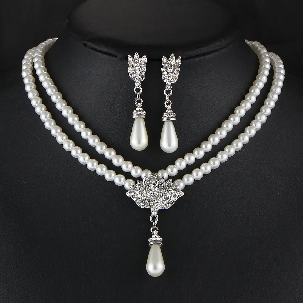 Jewelry Bridal Pearl Crystal Diamond Short Clavicle Neck Necklace