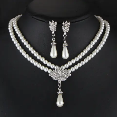 Jewelry Bridal Pearl Crystal Diamond Short Clavicle Neck Necklace