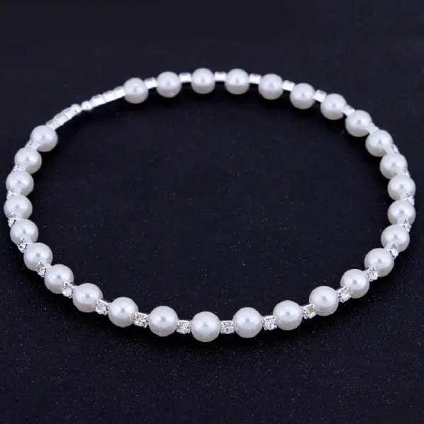 Bridal accessories 8MM handmade pearls, Rhinestone necklaces