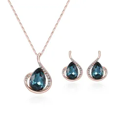 Diamond Crystal Necklace And Earrings Two-piece Bridal Wedding Jewelry Set - View 1