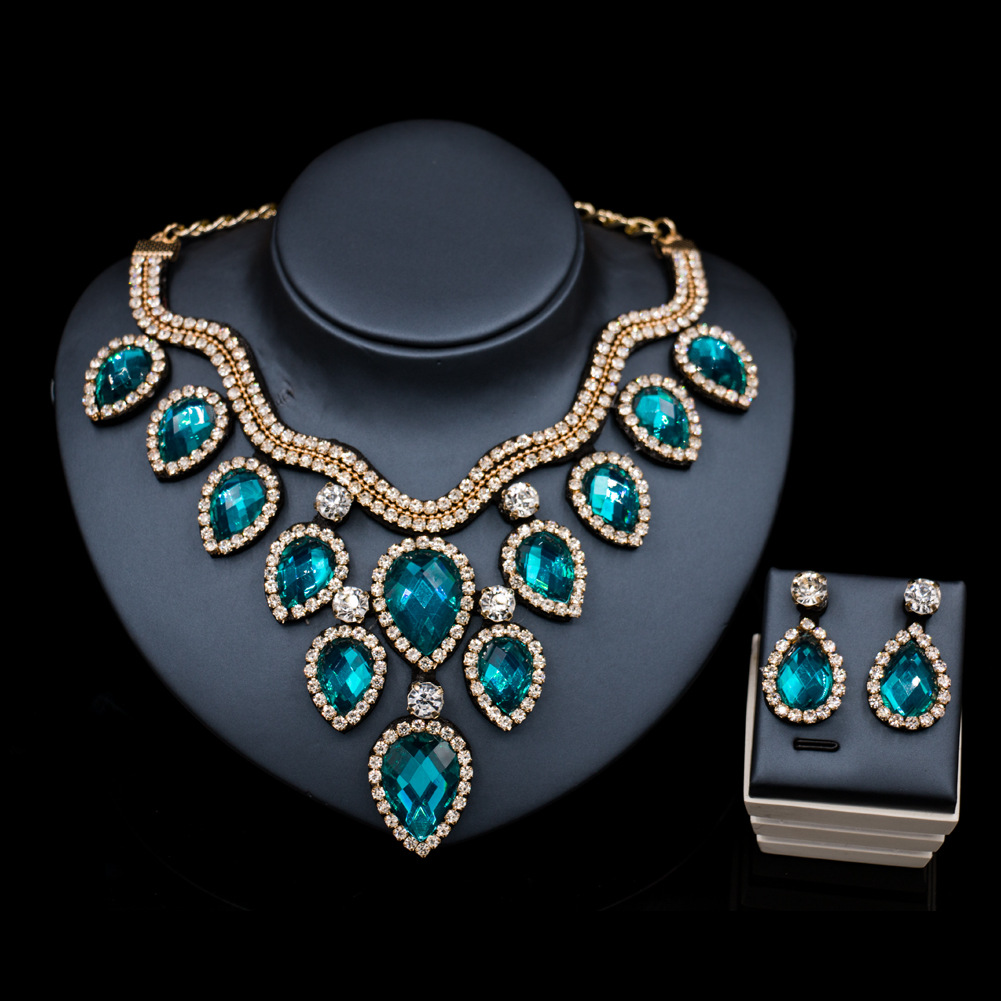 Fast Selling Explosion, Middle East, Europe And America, Colorful Exaggerated Bride Necklace, Earring Set, Cross Border High Quality Goods Supply — foto 8