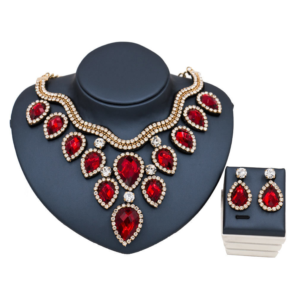 Fast Selling Explosion, Middle East, Europe And America, Colorful Exaggerated Bride Necklace, Earring Set, Cross Border High Quality Goods Supply — foto 12