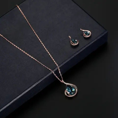 Diamond Crystal Necklace and Earrings Two-piece Bridal Wedding Jewelry