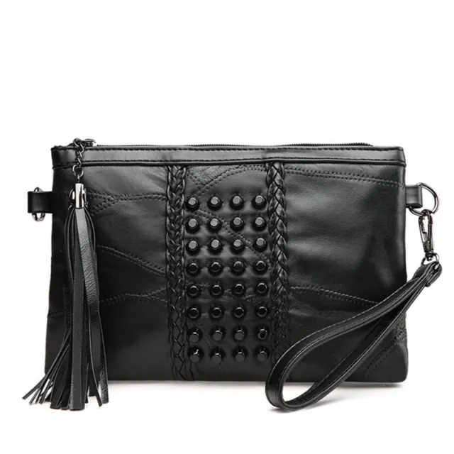 Leather handbag fashion leisure ladies' bag ladies stitching sheepskin messenger backpack hand fringed small bag - Shop at LoveMi