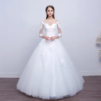 new shoulders Slim Qi wedding bride married slim wedding dress White - Shop at LoveMi