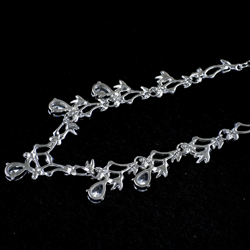 Simple Zircon Necklace Earrings Korean Bride Wedding Necklace set dinner party dress jewelry accessories — foto 5
