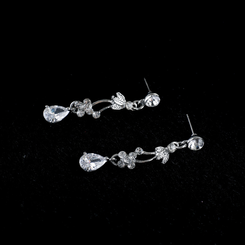 Simple Zircon Necklace Earrings Korean Bride Wedding Necklace set dinner party dress jewelry accessories — foto 2