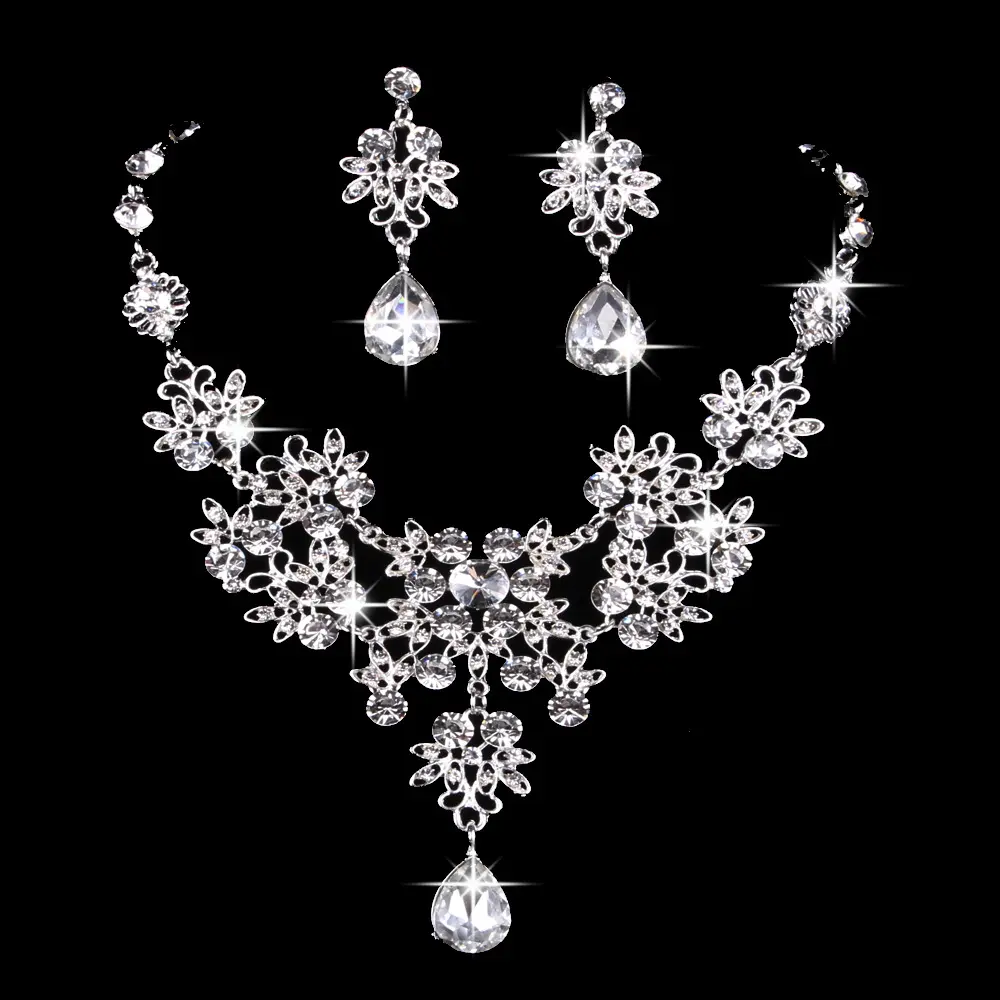 Butterfly Big Water Drop Necklace Earring Set