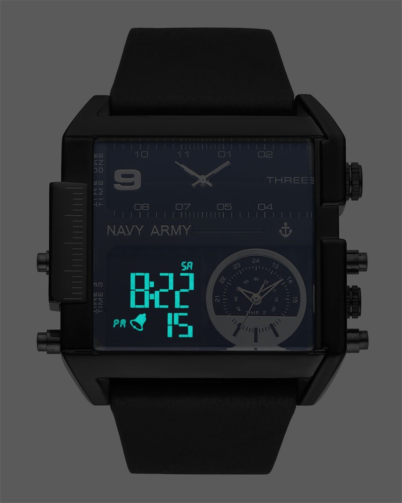 Multifunctional LED Square Three-Display Sports Electronic watch