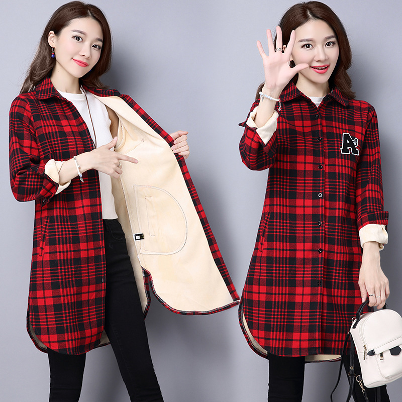 Thick long sleeve plaid shirt