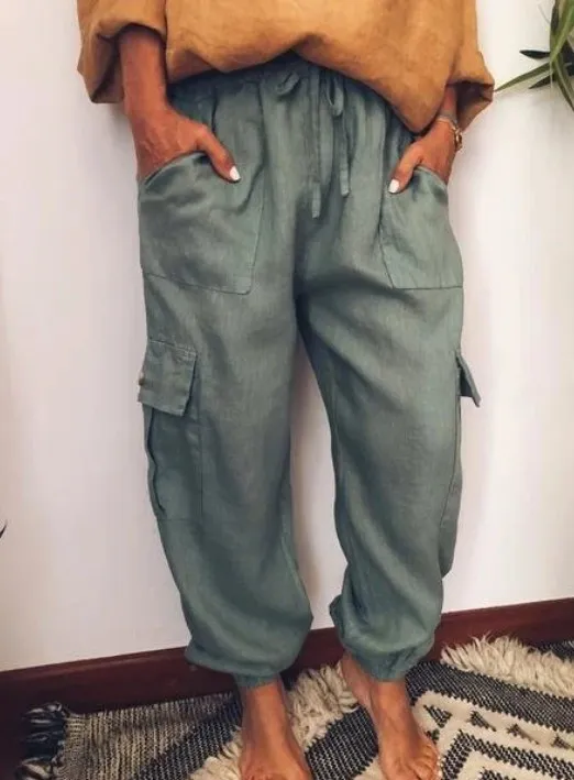 Women's Casual Pants With Multiple Pockets Dark Green - Shop at LoveMi
