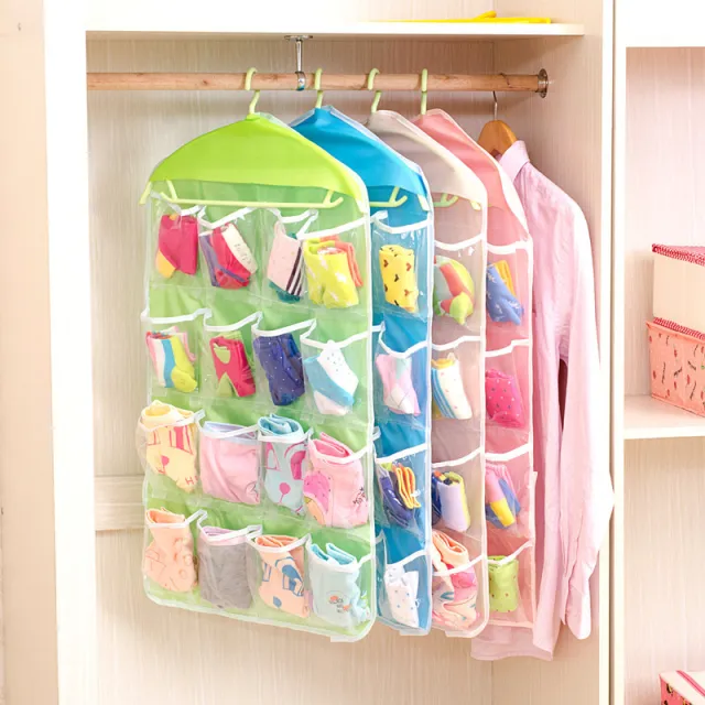 6 Compartments Clothes And Socks Storage Hanging Bag Green - Shop at LoveMi