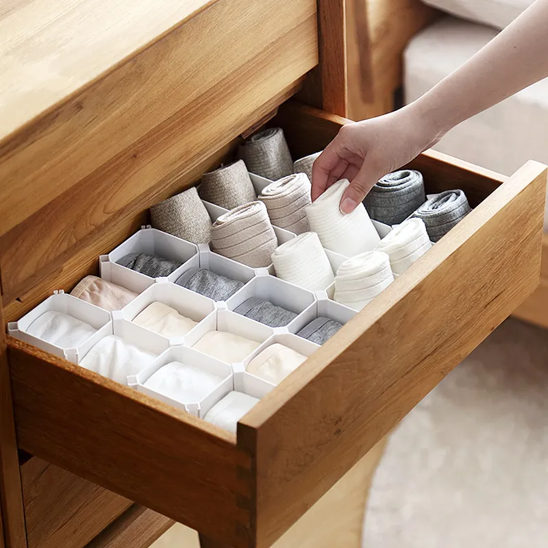 Creative Freely Combined Drawer Underwear Storage Boxes Organizer Plastic Divided Sorted Boxes - White