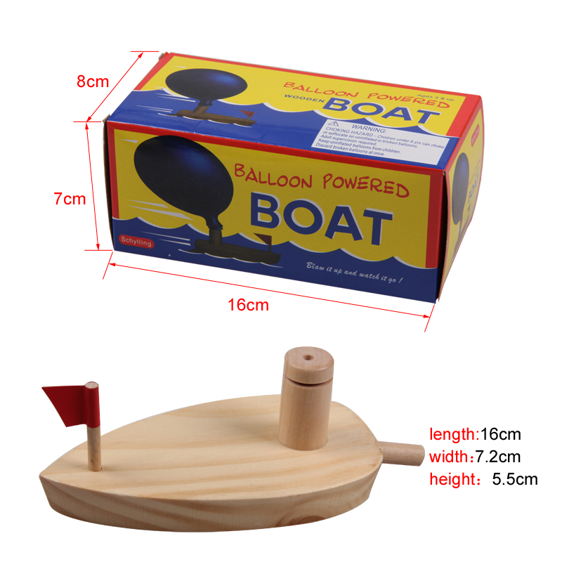 Pine Wooden Toy Balloon Boat