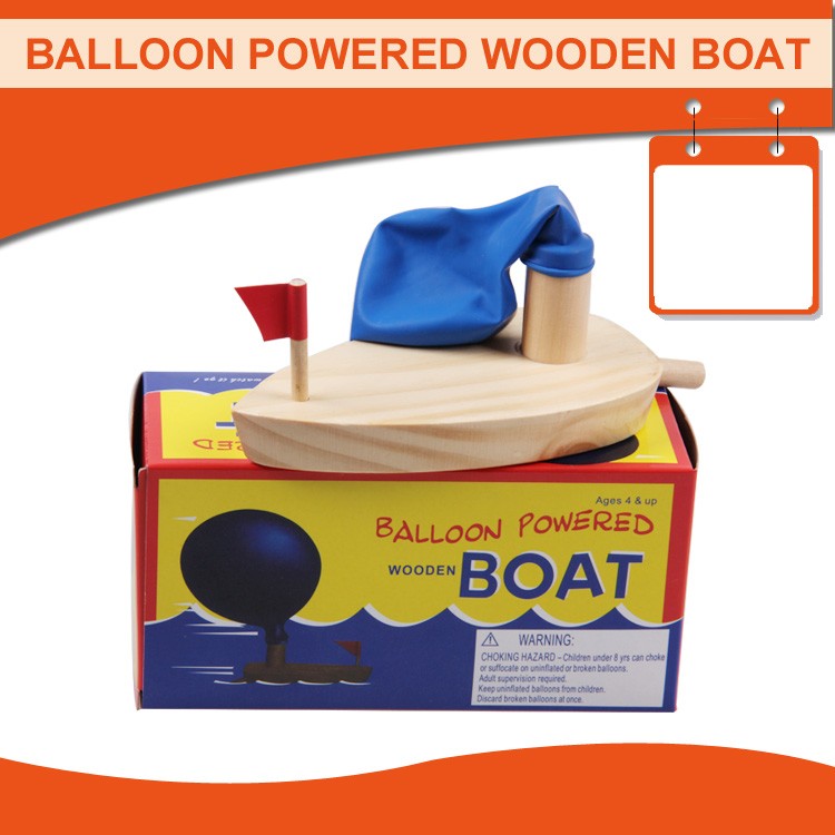 Pine Wooden Toy Balloon Boat