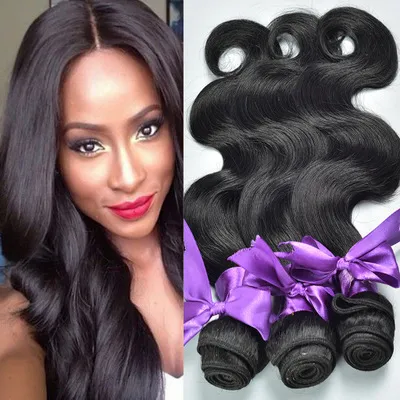 Real Hair Wig Hair Styling Hair Extension Body Wave Human Hair Weaves Bundle Deals Human Hair Extensions Natural & Jet Black 22Inch - Shop at LoveMi
