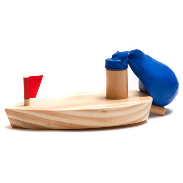 Pine Wooden Toy Balloon Boat