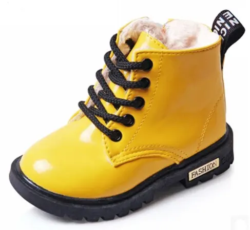 Winter Children Shoes PU Leather Waterproof Martin Boots Kids