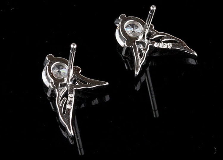 Angel Wing Alloy Silver Plated CZ Earrings