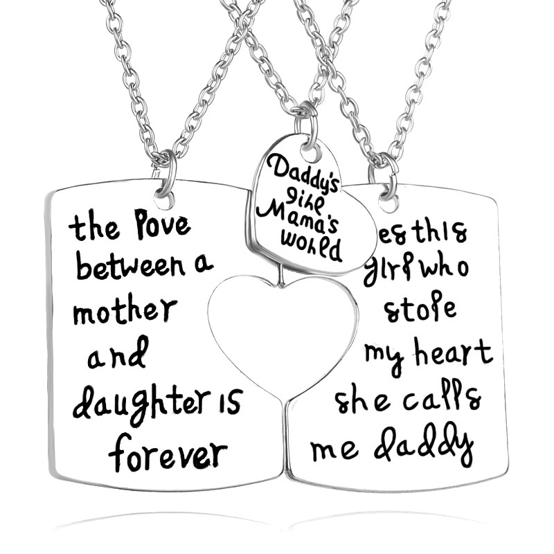Family Mother Daddy and Daughter Necklace Jewelry