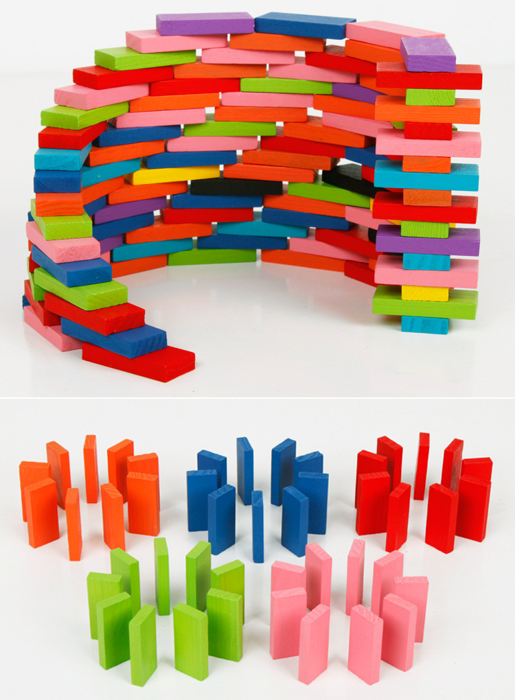 Wooden Toy Early Educational Colorful Dominos