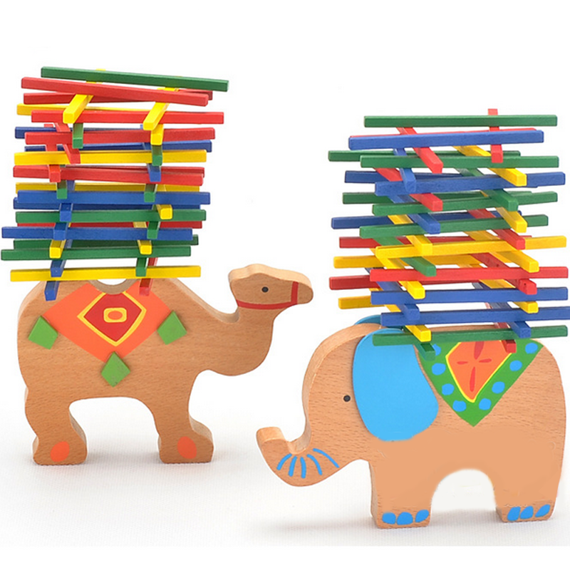 God Horse Elephant Camel Colorful Balance Beam Wood Toy