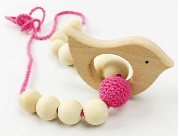 Wooden Teether Toy Bird Elephant Set 2pcs/lot