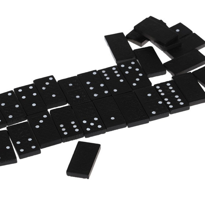 1set 28 Pieces Wooden boxed black dominoes