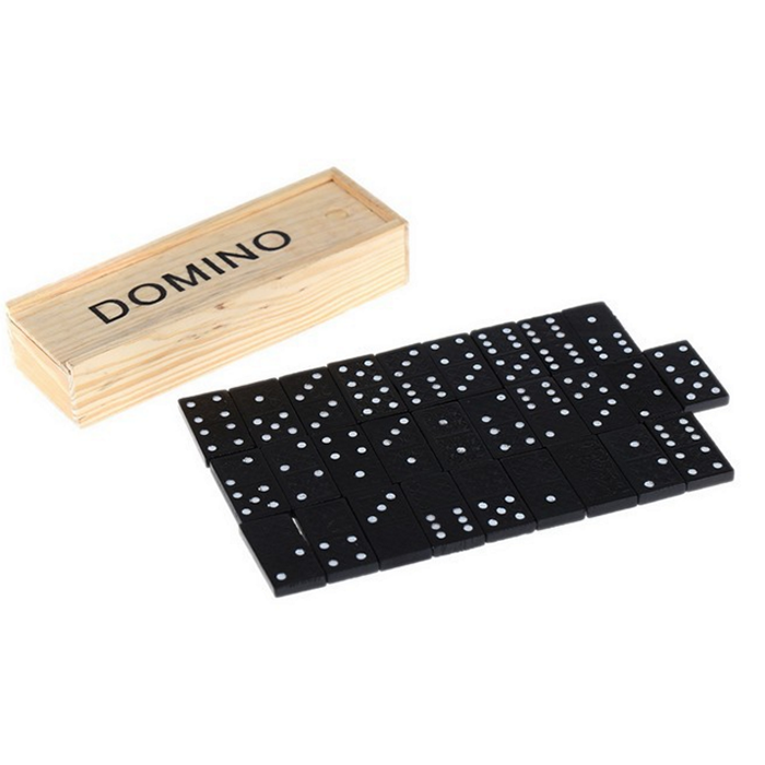 1set 28 Pieces Wooden boxed black dominoes