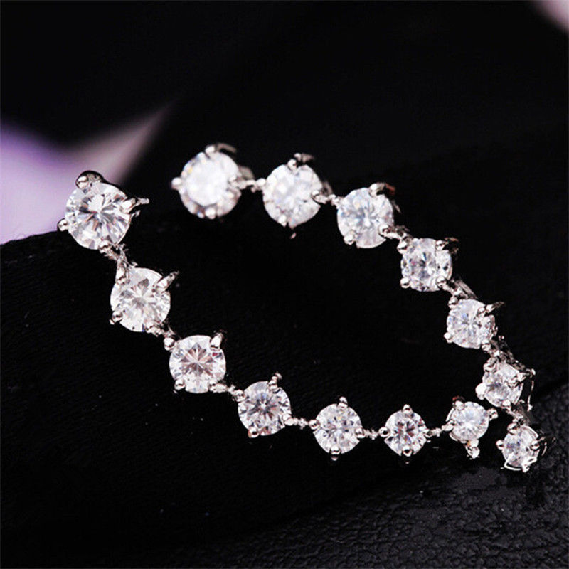 Elegant Chic New Silvery Golden Rhinestone Crystal Piercing Earrings