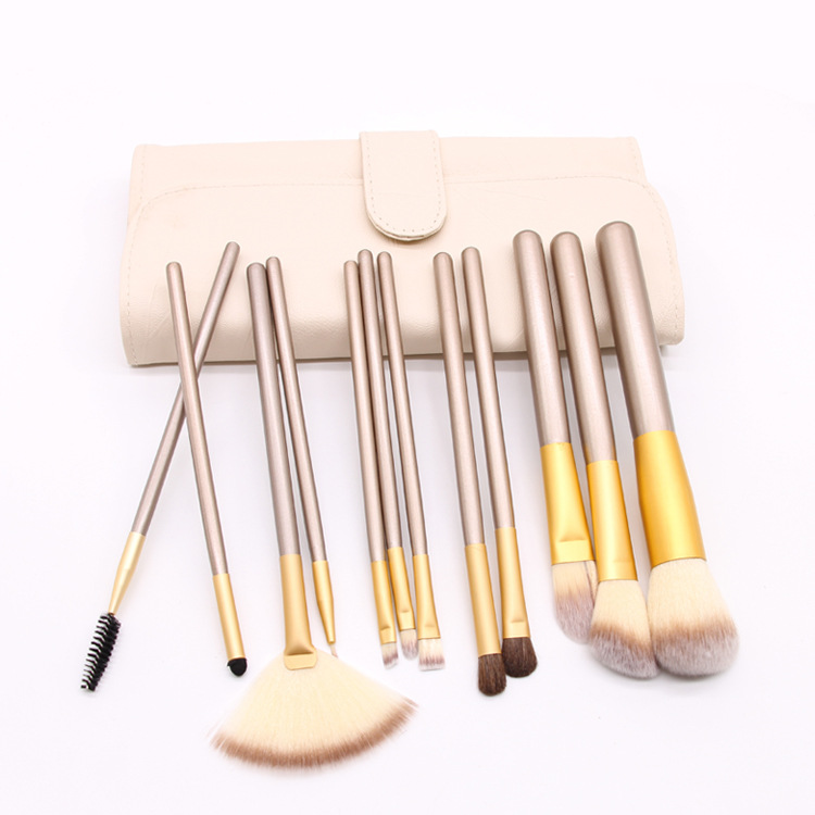 12/18/24 makeup brush champagne brush handle set 12 Branches - Shop at LoveMi