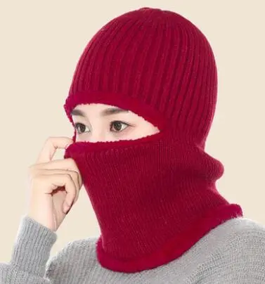 Thickened warm knitted woolen hat Red - Shop at LoveMi